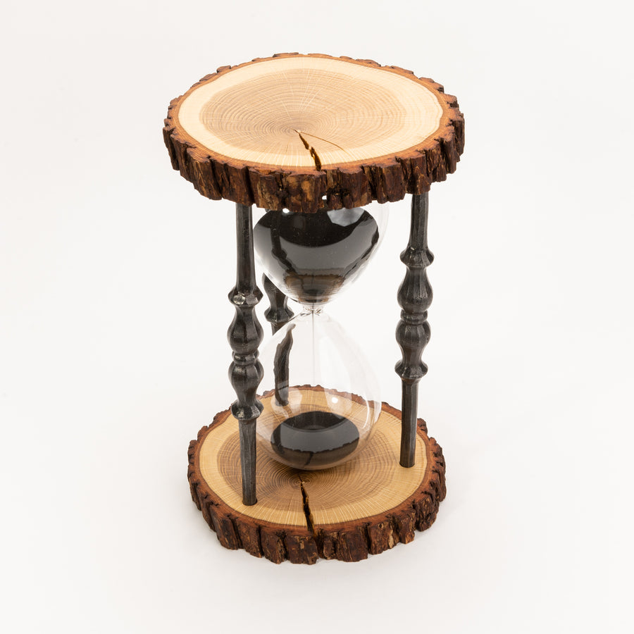 Live Edge Oak Hourglass - Rustic Elegance for Your Desk (Large 12"/60min)